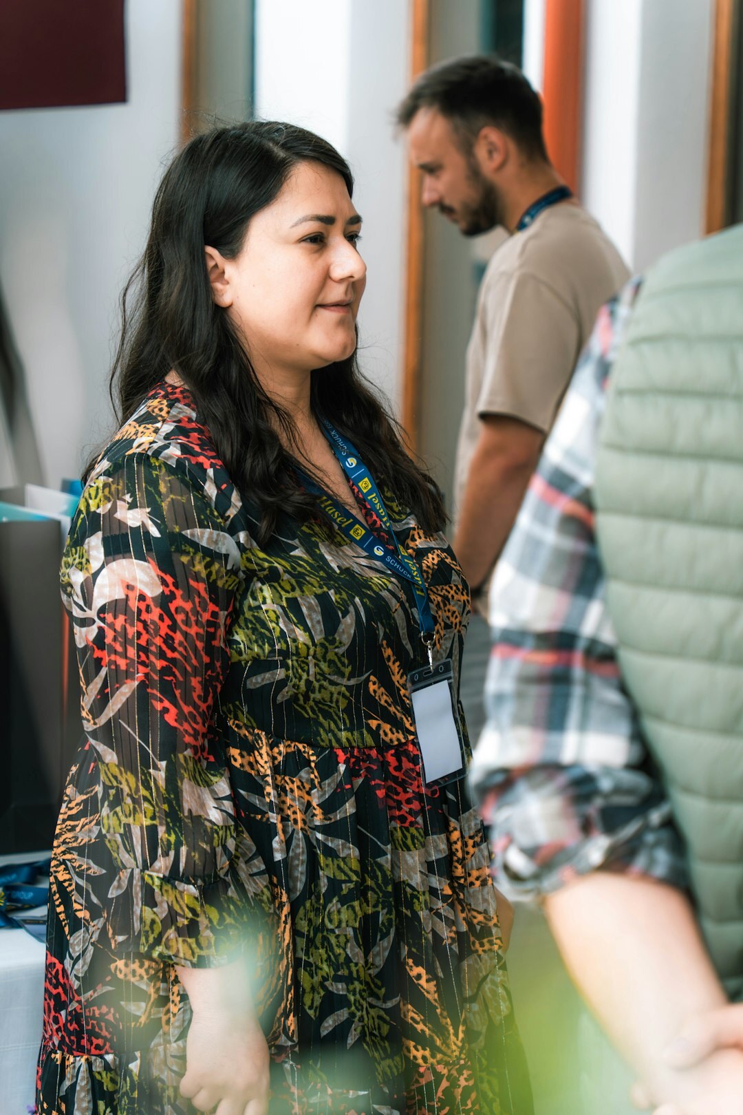 Close up of business colleagues talking at a conference
